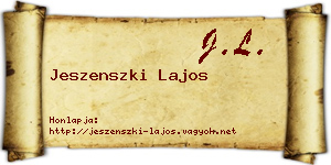 Jeszenszki Lajos névjegykártya